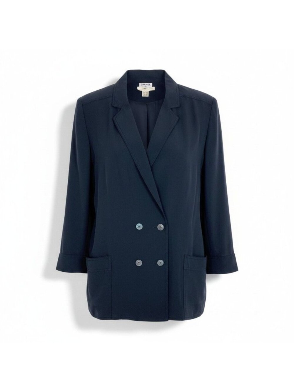 Chanel I8 CC Logo Button Tailored Jacket Dark Navy
